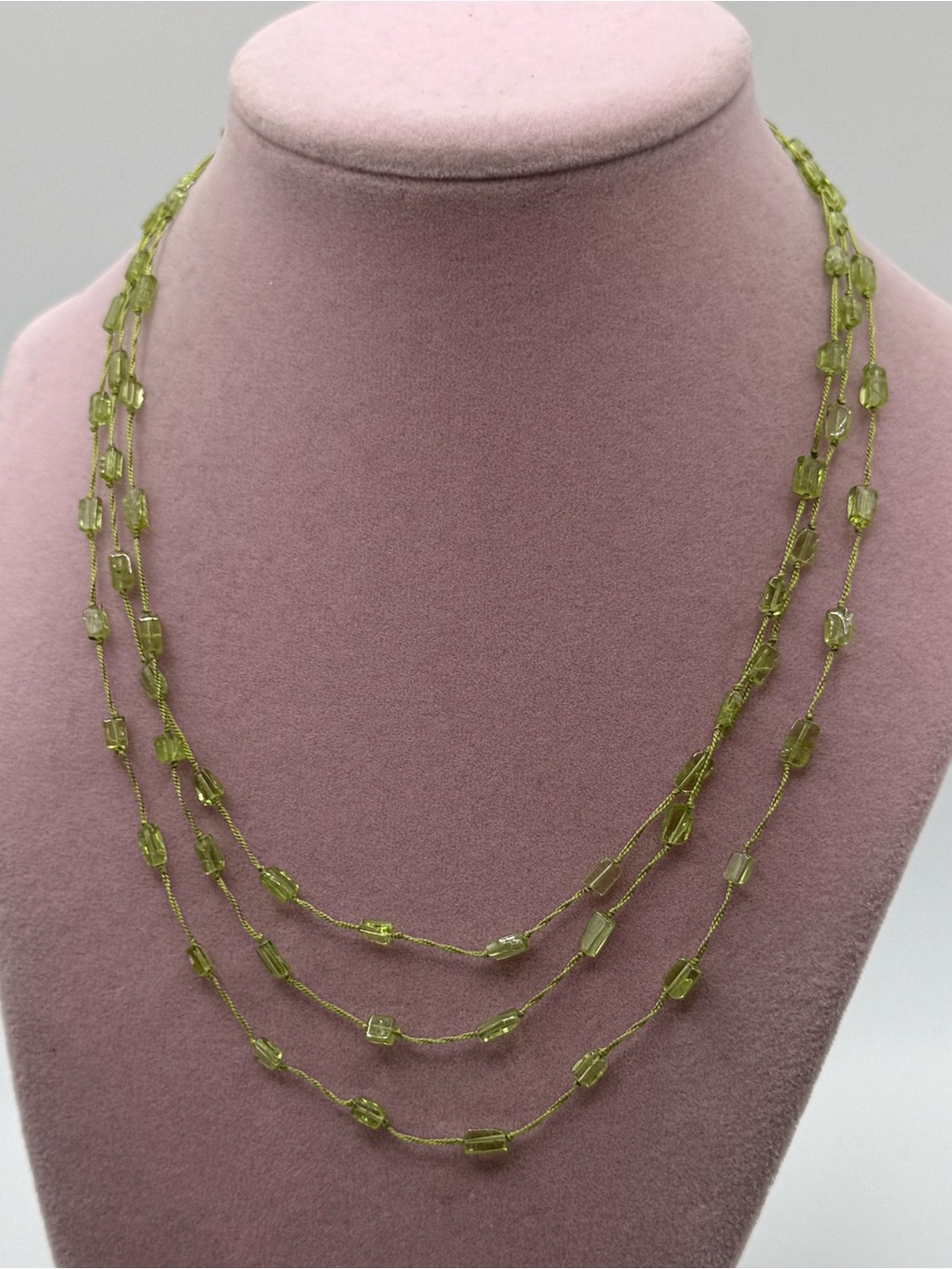 sterling silver Peridot Green Beaded Layered Necklace